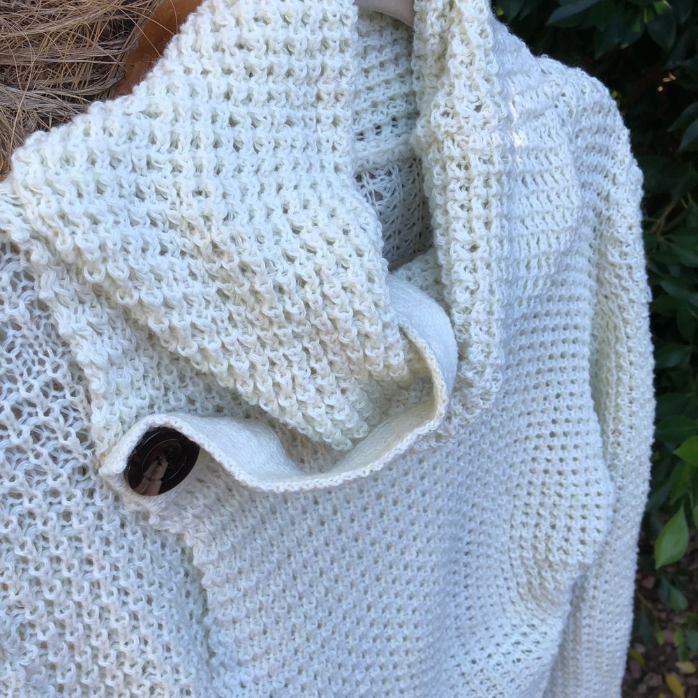✨HP!✨Cream Waffle Knit Cowl Neck Sweater✨ - Picture 7 of 8